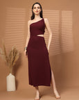 Women Sheath Midi Maroon Dress