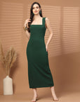 Women Sheath Midi Green Dress