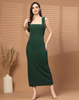 Women Sheath Midi Green Dress