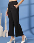 Black Solid Loose Fit Trousers