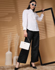 White Regular Sleeves Spread Collar Women Standard Opaque Casual Buttoned Top
