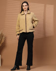 Women Fleece Open Front Jacket