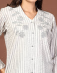 Women Opaque Striped Casual Buttoned Top