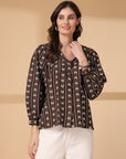 Women Opaque Printed Casual Buttoned Top