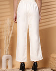 Women Loose Fit Ecru Solid Trousers