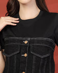 Women Colourblocked Cotton Top