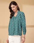 Women Opaque Printed Casual Buttoned Top