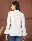 Women Opaque Striped Casual Buttoned Top
