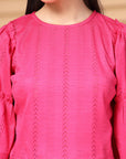 Pink Solid Round Neck Top