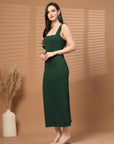 Women Sheath Midi Green Dress