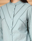 Sea Green Regular Sleeves Spread Collar Women Standard Opaque Casual Buttoned Top