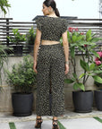 Printed V-Neck Top With Trousers Co-Ord Sets black