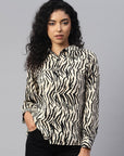 Women Animal Printed Casual Buttoned Top