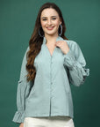 Women Opaque Striped Casual Buttoned Top