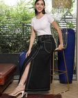 Solid Denim Maxi Skirt black