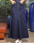 Blue A-Line Maxi Denim Skirt