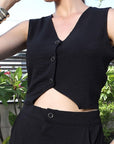 V-Neck Sleeveless Co-Ords black