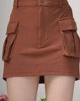 Solid A-Line Mini Skirt brown