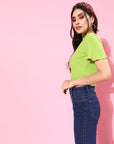Gorgeous Green Vertical Stripes Knits Top