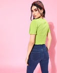Gorgeous Green Vertical Stripes Knits Top