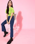 Gorgeous Green Vertical Stripes Knits Top