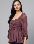 Mauve Dobby Weave A-Line Top