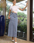 A-Line Maxi Skirt light-blue - CINK