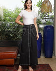 Solid Denim Maxi Skirt black