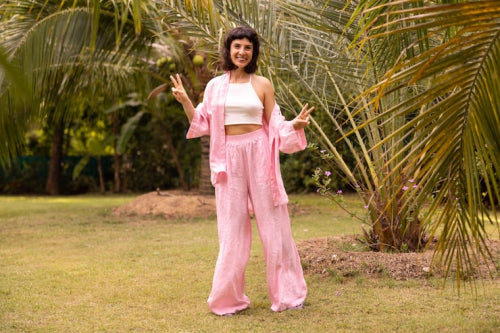 Wrap Tops and Trousers Combinations Offer Flexibility for Transitional Weather