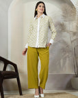 Green Pure Cotton Shirt With Trousers Co-Ords