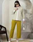 Green Pure Cotton Shirt With Trousers Co-Ords