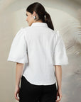 Women White Solid Top