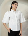 Women White Solid Top