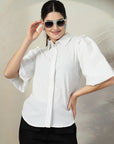 Women White Solid Top