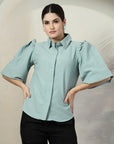 Women Green Solid Top