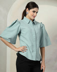 Women Green Solid Top