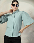 Women Green Solid Top