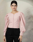 Pink Solid Full Sleeve Top