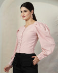 Pink Solid Full Sleeve Top