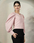 Pink Solid Full Sleeve Top