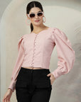 Pink Solid Full Sleeve Top