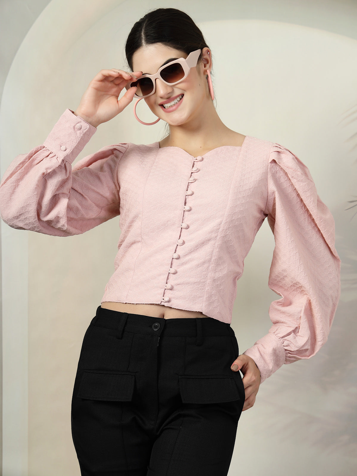 Pink Solid Full Sleeve Top