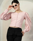 Pink Solid Full Sleeve Top