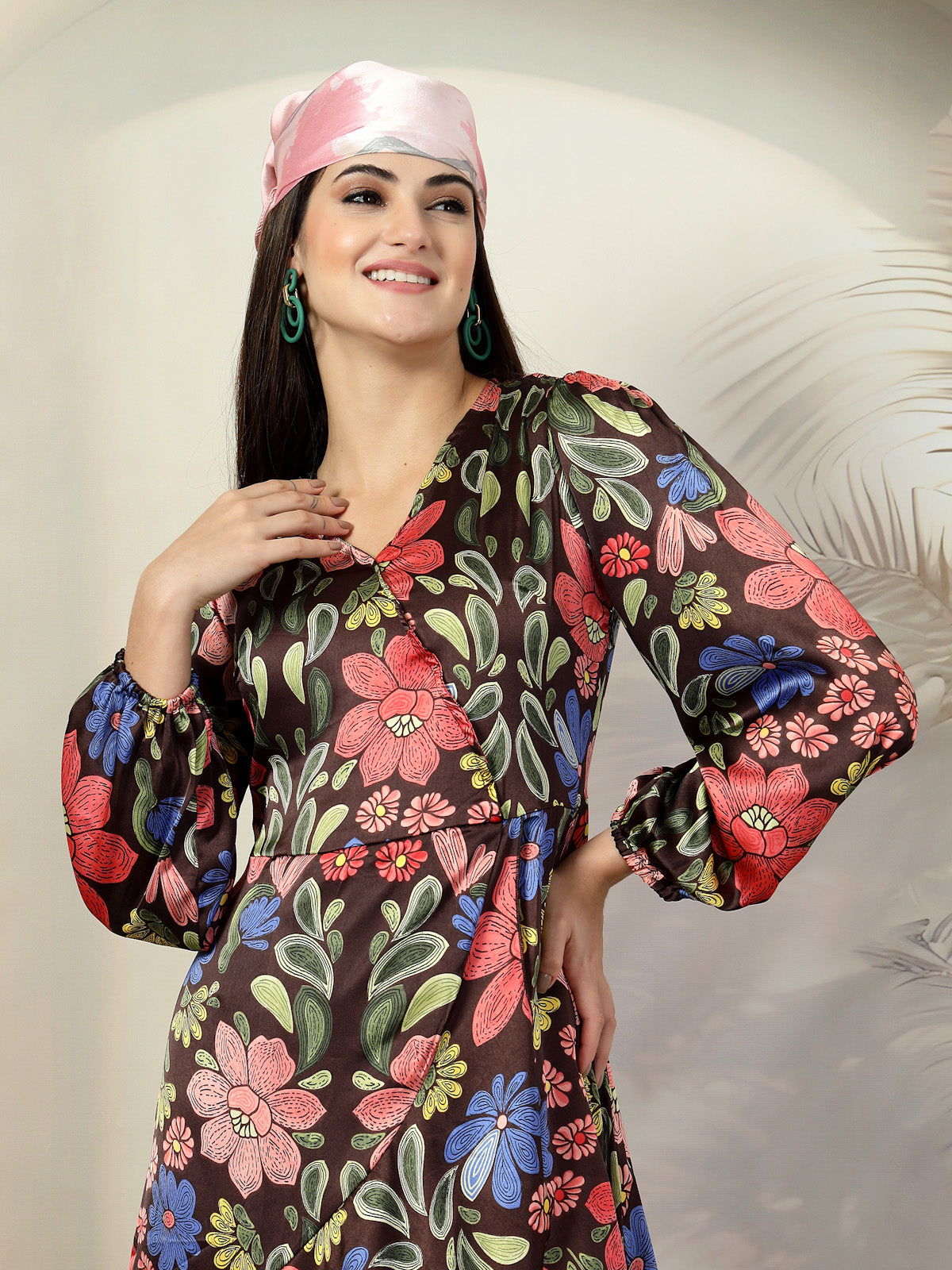 Floral Print Puff Sleeve Maxi Dress