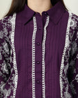 Purple Embroidered Shirt With Trousers Co-Ords