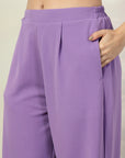 Purple Pure Cotton Shirt With Trousers Co-Ords