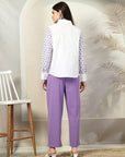 Purple Pure Cotton Shirt With Trousers Co-Ords