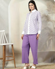 Purple Pure Cotton Shirt With Trousers Co-Ords