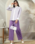 Purple Pure Cotton Shirt With Trousers Co-Ords