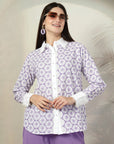 Purple Pure Cotton Shirt With Trousers Co-Ords